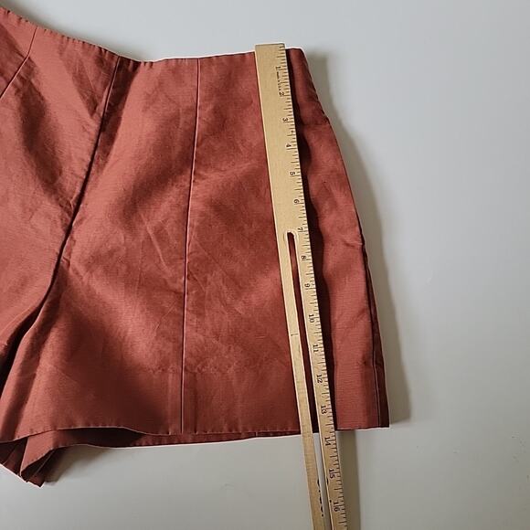 Kate Spade Saturday Lined Shorts Rust Cotton Linen High Rise Designer Preppy - Picture 6 of 12